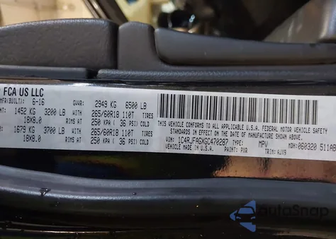 2016 Jeep Grand Cherokee 75Th Anniversary from USA, damaged, VIN 1C4RJFAGXGC470287